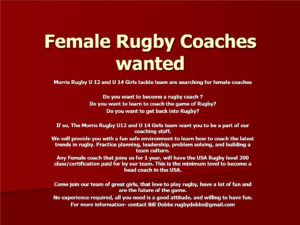 Female Rugby Coaches Wanted